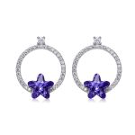 Cde Edith Flower Earrings With Swarovski Crystals