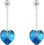 Za Dangle Heart Shapped With Crystals From Swarovski Earrings -blue