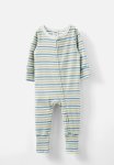Cotton On The Billie Long Sleeve Rib Romper - Vanilla-dusty Blue summer Stripe