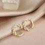 Tiny Twisted Imitation Pearl Design Hoop Earrings Copper Jewelry Vintage Elegant Style Suitable For Women Daily Dating Earrings