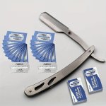 Stainless Steel Straight Edge Barber Razor - Foldable Shaving Knife With Blades For Men Perfect For Beard & Mustache Grooming