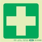 Photoluminescent 190MM Safety Sign -E7-GREEN Cross