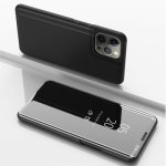 Plated Mirror Horizontal Flip Leather Case With Holder For Iphone 13 Pro Black