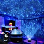 1PC LED Water Ripple Projector Galaxy Star Projector Bedroom Night Light Projector Multicolored Remote Control Room Decoration C