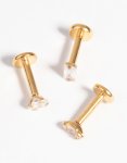 Goldair Gold Plated Surgical Steel Diamante Flat Back Pack