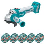 Total Tools - Lithium- Ion Angle Grinder 20V With 10 Piece Cutting Disc