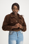 Chloe Cropped Teddy Jacket - Pinecone - M