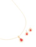 Goldair Gold Red Diamante Pear Border Pendant Necklace & Earrings Set