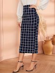 Plaid Print Bodycon Skirt Casual Skirt For Spring & Summer Women's Clothing