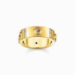Yellow-gold Plated Ring With Various Cosmic Motifs And Stones - 52