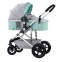 2-IN-1 Baby Stroller One-hand Fold 4-WHEEL Shock With Mosquito Net-green