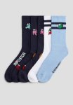 5-PACK Intarsia Motif Socks - Blue