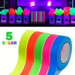 5PCS Fluorescent Neon Tape Uv Black Light Reactive Non-waterproof Vinyl-coated Fabric Ideal For Party Decoration Halloween Arts 