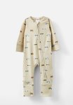Cotton On The Billie Long Sleeve Zip Romper - Rainy Day gridlock Cars