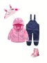 Adorable Star-print Overalls & Rain Pants Set - Perfect For Girls' Casual Wear