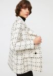 Ecru Tweed Oversized Woven Plaid Blazer Jacket