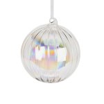 Xmas Ball Stripe 10CM Pearl
