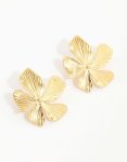 Goldair Gold Plated Textured Flower Studs