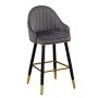 Contemporary Upholstered Bar Stool With Supportive Backrest And Footrest