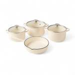 7 Piece Cast Iron Pot Set With Glass Lids Cream