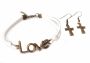 Purity Love Infinity Bracelet And Cross Earrings Set Bronze White