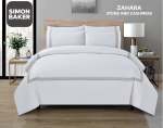 Simon Baker T200 Cotton Percale Embroidered Duvet Cover Set - Zahara Cashmere stone Various Sizes - Cashmere Queen 230CM X 200