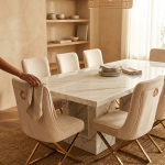 Modern Marble-style Dining Table Set With Upholstered Chairs - 2.8M
