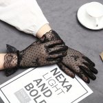 Elegant Black Lace Gloves With Bow - Breathable Mesh For Summer Sun Protection Perfect For Weddings & Ceremonies