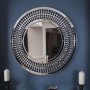 Kc Furn-crystal Teardrop Round Mirror Silver