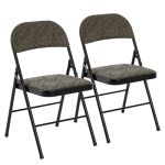 Dumos 2 Pack Folding Chairs With Padded Cushion And Back - Fabric Stackable Portable Dining Chairs Set For Home And Office Confe