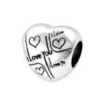 A39-C12935 - 25 Sterling Silver I Love You European Charm Bead