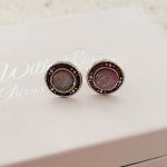 Mindy Pink 925 Sterling Silver Pink Sn Opal Earrings Size 9MM