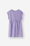 Relaxed Fit Striped Panel Dress - 10 Lilac