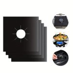 4 8PCS Gas Stove Mat Heated Resistant Gas Top Liner Plastic Bib Liners Oil-proof Gas Stove Lining Safe Stove Burner Covers Non-t