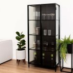 Reeded Glass Display Storage Cabinet The Hometopia