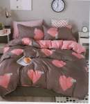 Smte Bedspread Set 5 Piece Microfiber F14 D10 Brown With Pink Hearts Double With Keychain
