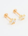 Goldair Gold Plated Titanium Cubic Zirconia Cluster Flat Back Studs