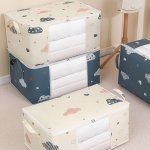 Large Capacity Quilt Storage Bag With Clear Window - Non-woven Fabric Dustproof Organizer For Clothes & Blankets Perfect For Mov