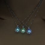 Hollow Lotus Bloom Pendant Necklace Glowing In The Dark Can Open Flower Theme Pendant Neck Chain For Women Winter Clothes Access