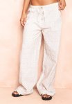Embroidered Pattern Drawstring Waist Trousers - Stone