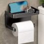 1PC Toilet Paper Box Roll Tissue Holder Rack With Phone Holder Roll Paper Dispenser Household Washroom Free Punching Wall Hanging Paper Holder