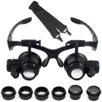10 X 15X 20 X 25X LED Magnifier Illuminated Double Eye Glass Jeweler