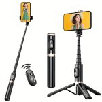 Portable Aluminum Alloy Phone Selfie Stick Extendable Mobile Phone Tripod Integrated Wireless Remote Hands Free Shooting For App