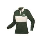 Ladies L S Rugby Jersey - Green & Stone - 3XL