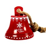 Bell With Jute Rope Metal 12.5X12.5X13.5CM Red Snowflake
