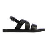 Criss-cross Leather Sandals -black