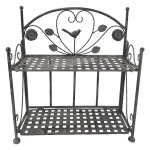Antique Shelf With Bird Figures 2 Rack Grey