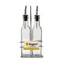 Tall Square Oil & Vinegar Bottles With Pourers On Wire Stand 250ML