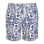 Blue Greek Tile Print Shorts