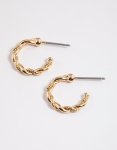 Goldair Gold Rope Twisted Huggie Earrings